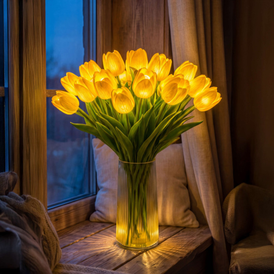 TulipGlød™  Dekorative LED-tulipaner med varm, romantisk stemningsbelysning