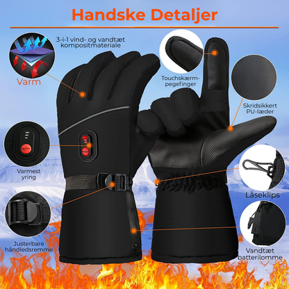 HeatHansker™ | 5200mAh Genopladelige Opvarmede Skihandsker – Hold varmen, bliv opladt