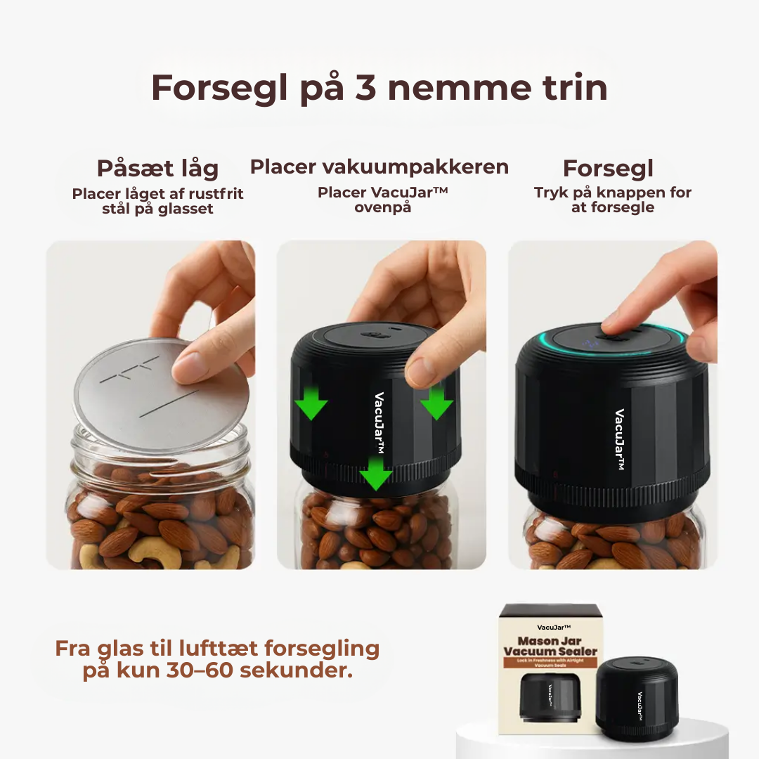 VacuJar™ | Passer til næsten alle sylteglas – 70 mm & 86 mm (standardstørrelser)