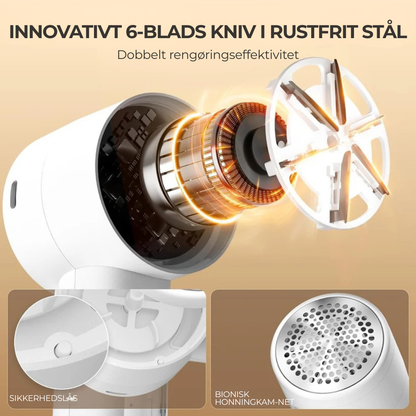 FabricGlide™- Genopladelig fnugfjerner med LED-display