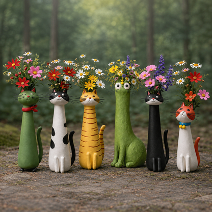 MjauVase™ Dekorativ katte-vase i keramik