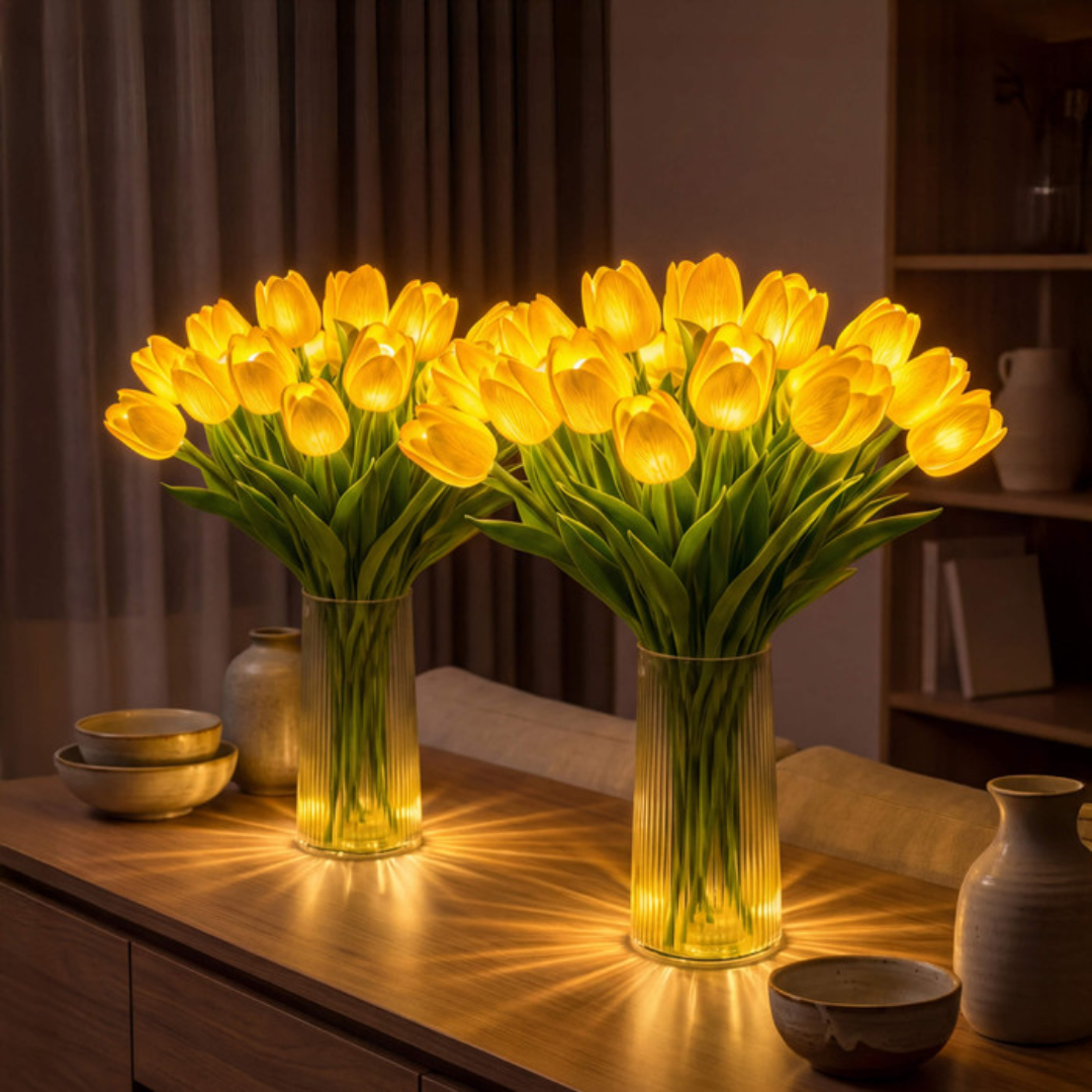 TulipGlød™  Dekorative LED-tulipaner med varm, romantisk stemningsbelysning
