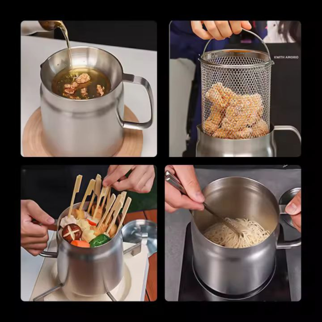 FrityrPot™ Frituregryde med oliefilter – spar olie og undgå spild