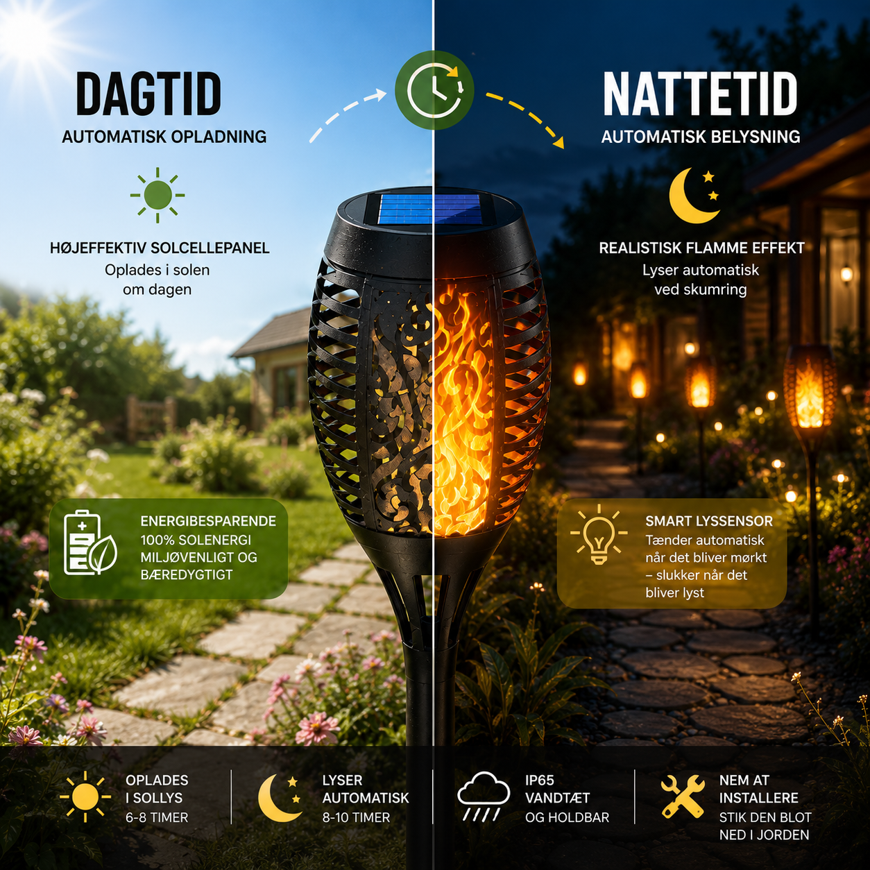 HaveFlamme™ Solcellefakkel med realistisk flamme-effekt