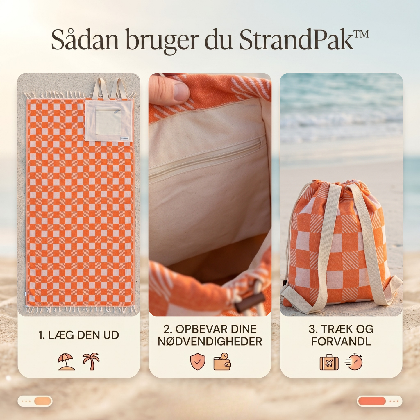 StrandPak™ 2-i-1 strandtaske og håndklæde i ét