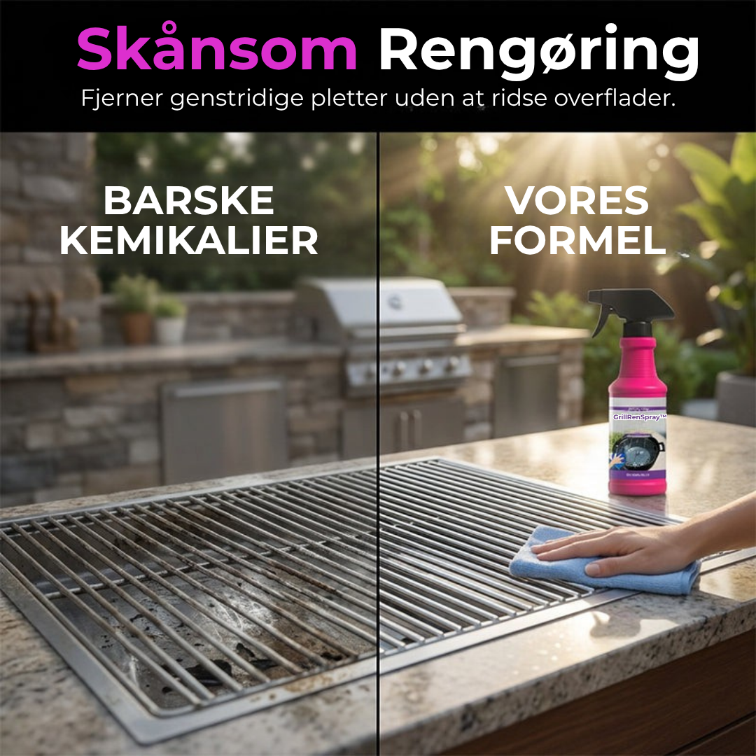 GrillRenSpray™ – Hurtigtvirkende fedtfjerner til grillen – ren grill på 60 sekunder