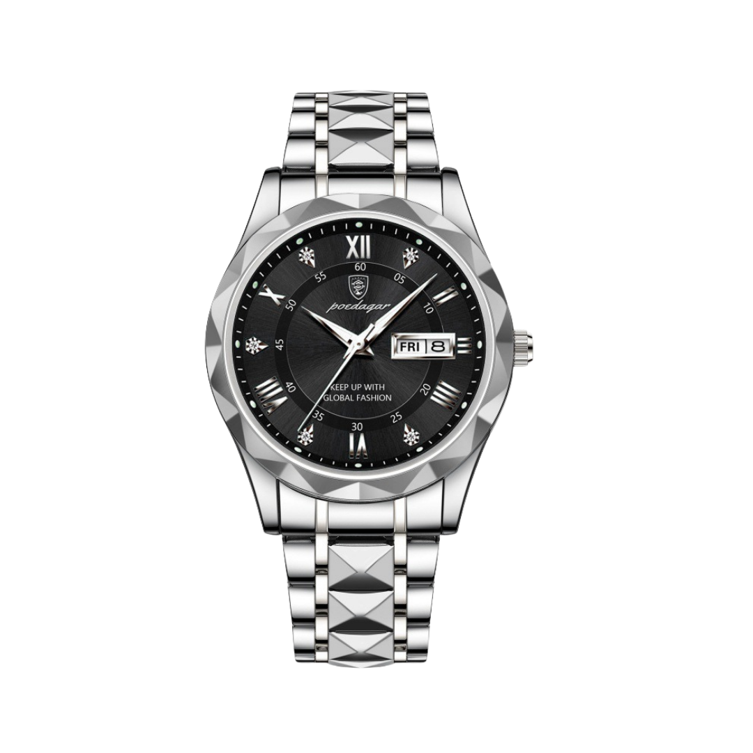 Poedagar - 40mm Vandtæt quartz-ur i rustfrit stål.