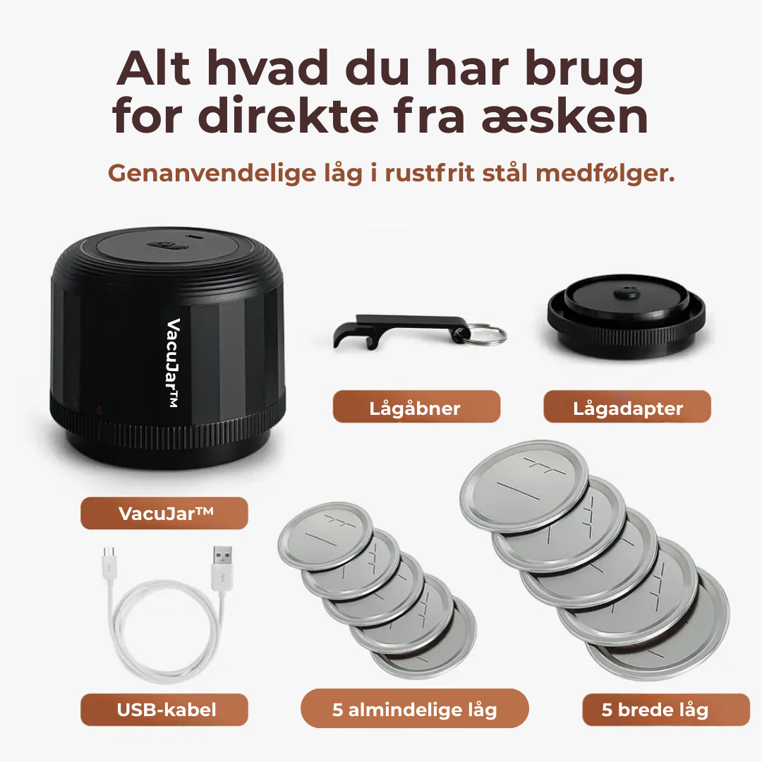 VacuJar™ | Passer til næsten alle sylteglas – 70 mm & 86 mm (standardstørrelser)
