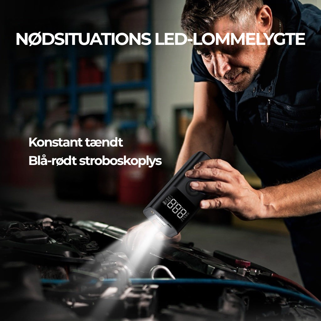 NødStart™ 5-i-1 bærbar bilstarter – et must-have til enhver bilnødsituation