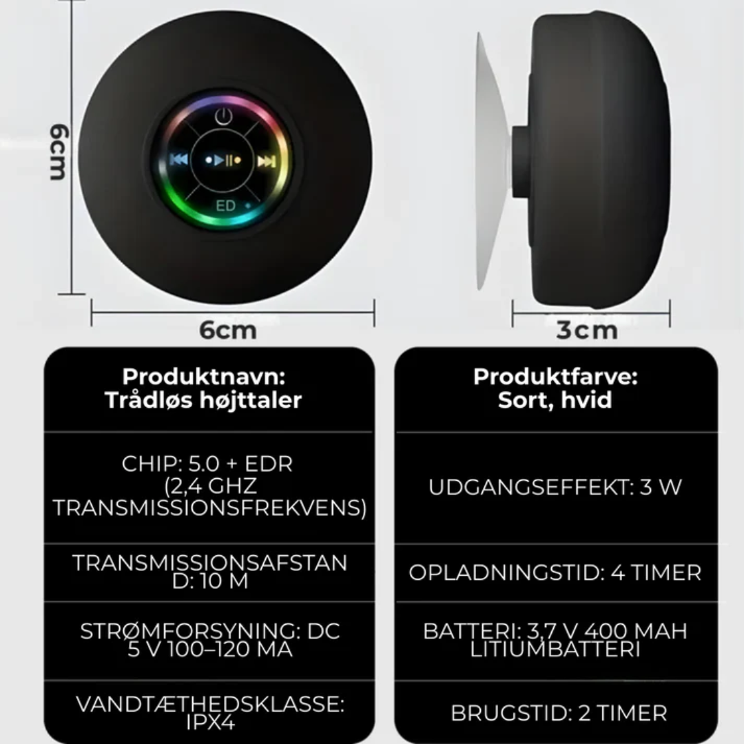 Vandtæt Bluetooth Brusehøjttaler
