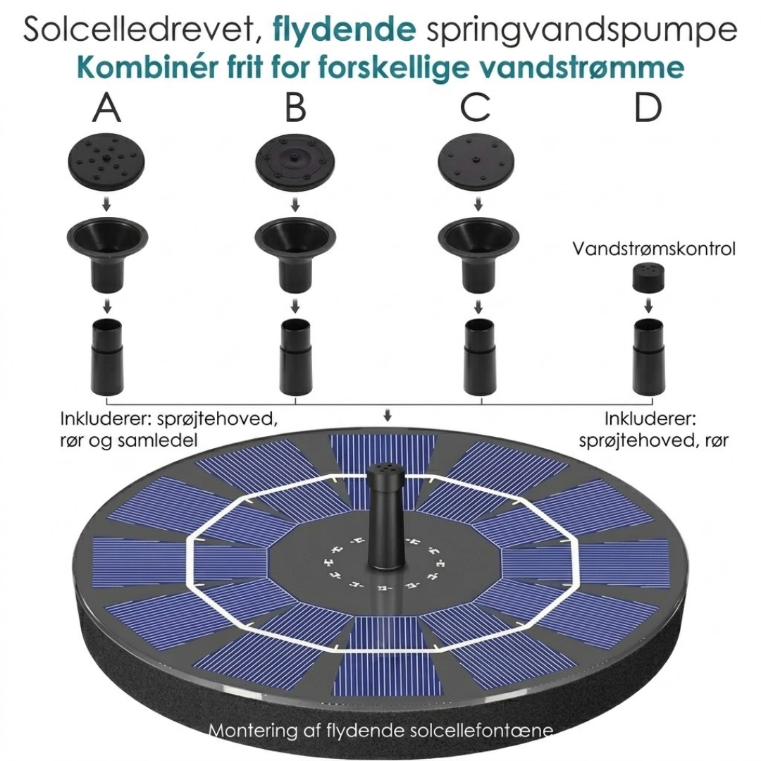 SolFontæne™ Solardrevet fontænepumpe til dam og fuglebad