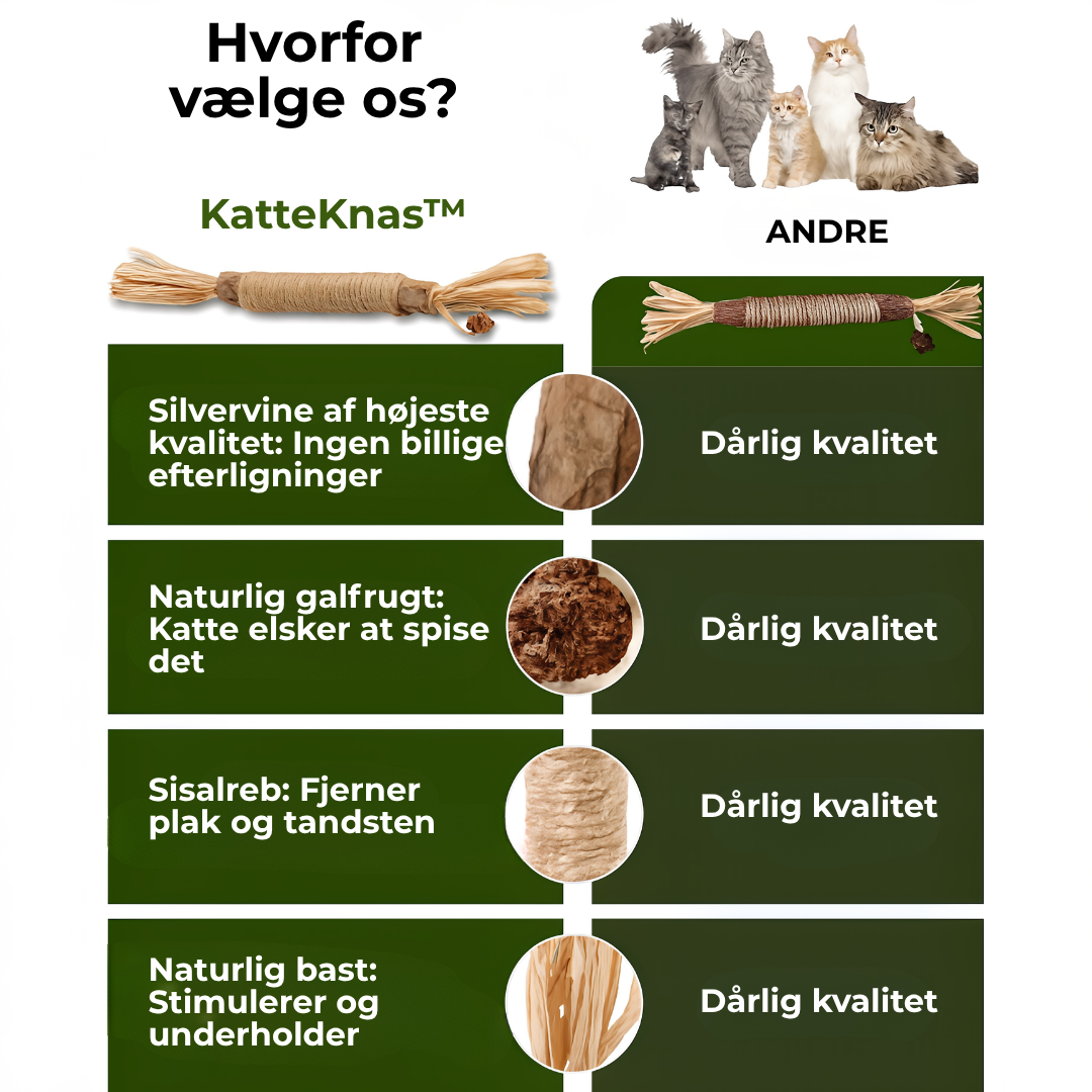 KatteKnas™ Naturlige silvervine tandpinde – rene tænder, glad kat