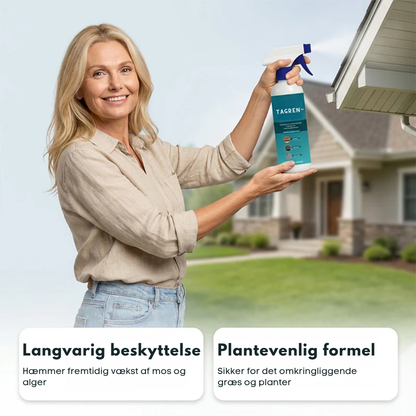 TagRen™ – Mose- og algefjerner spray – gør grønne fliser og tage helt nye igen