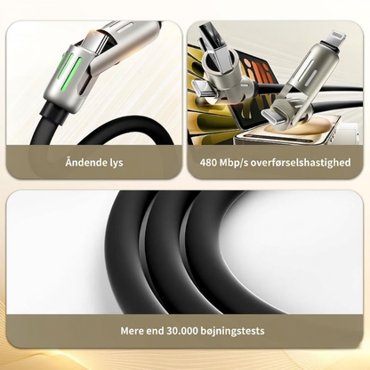 UniLad™ 4-i-1 hurtigopladerkabel – til alle dine enheder
