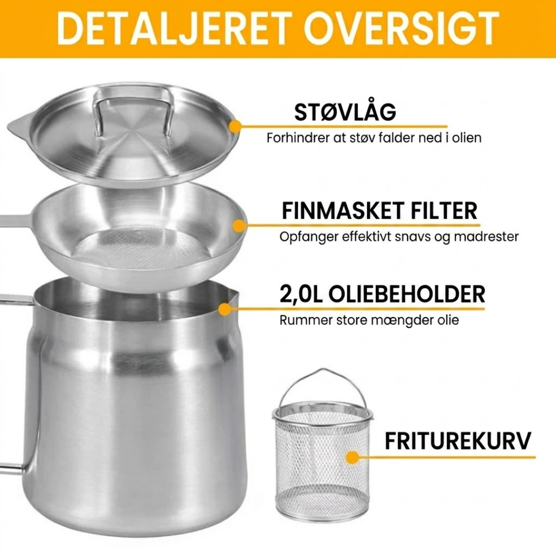 FrityrPot™ Frituregryde med oliefilter – spar olie og undgå spild