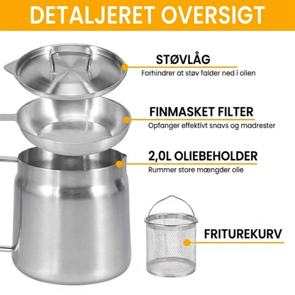 FrityrPot™ Frituregryde med oliefilter – spar olie og undgå spild