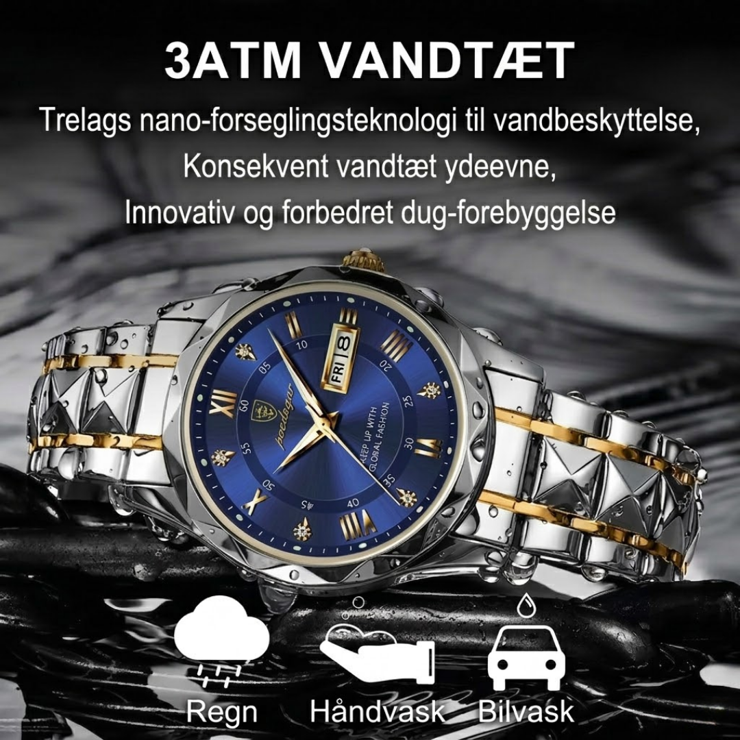 Poedagar - 40mm Vandtæt quartz-ur i rustfrit stål.