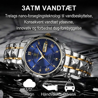 Poedagar - 40mm Vandtæt quartz-ur i rustfrit stål.