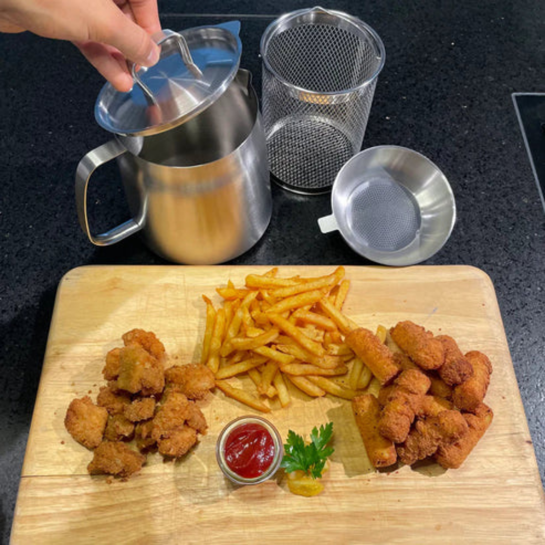 FrityrPot™ Frituregryde med oliefilter – spar olie og undgå spild