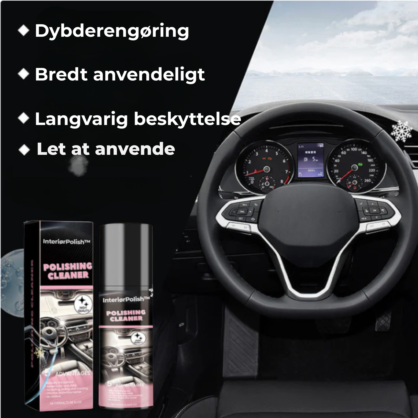 InteriørPolish™ | Gør Din Bils Interiør Som Nyt – Lynhurtig Rengøring og Langvarig Glans!
