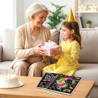 FarveKunst | Det magiske regnbueskrabepapir med træpen