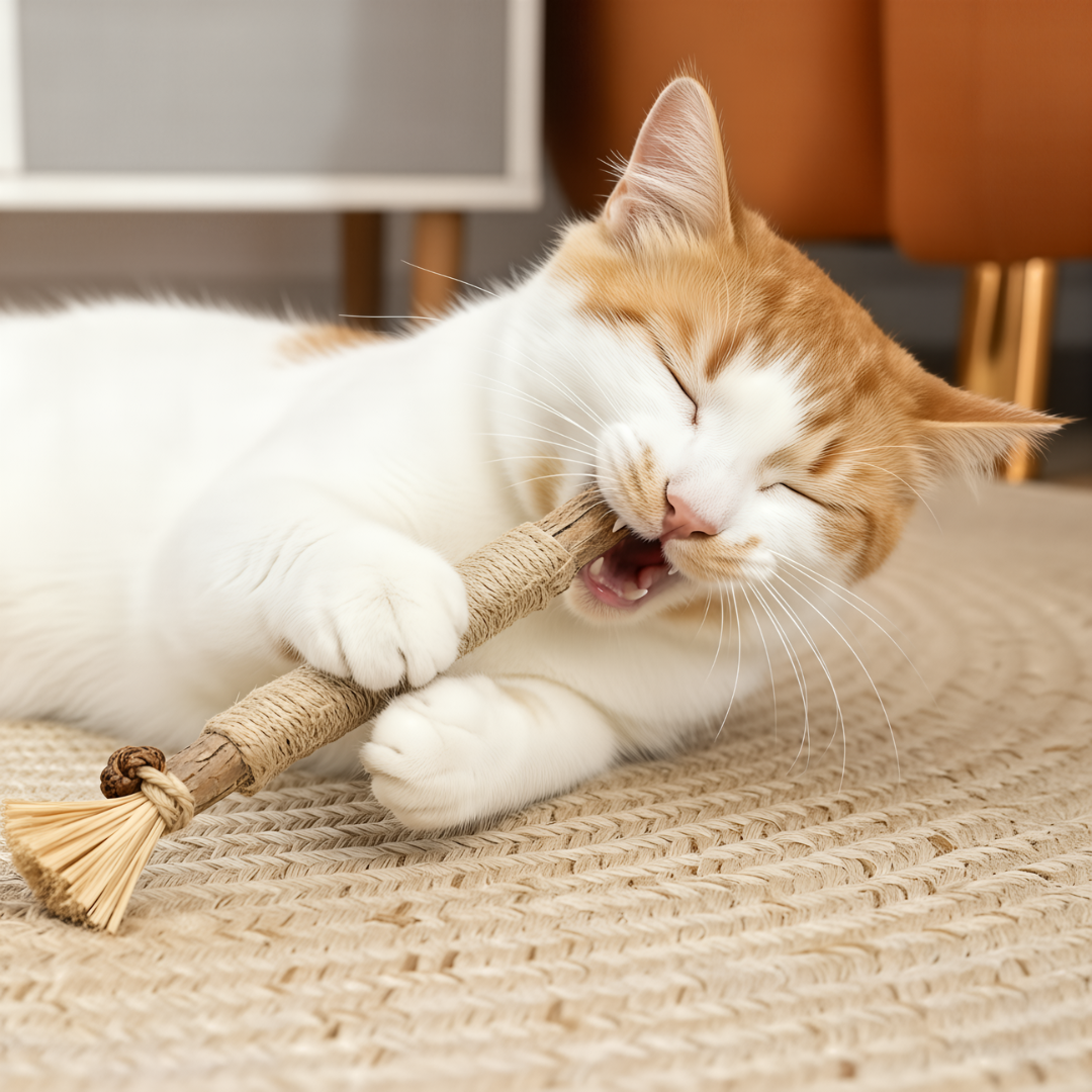 KatteKnas™ Naturlige silvervine tandpinde – rene tænder, glad kat