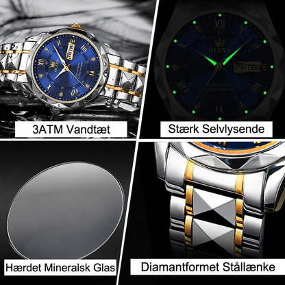Poedagar - 40mm Vandtæt quartz-ur i rustfrit stål.