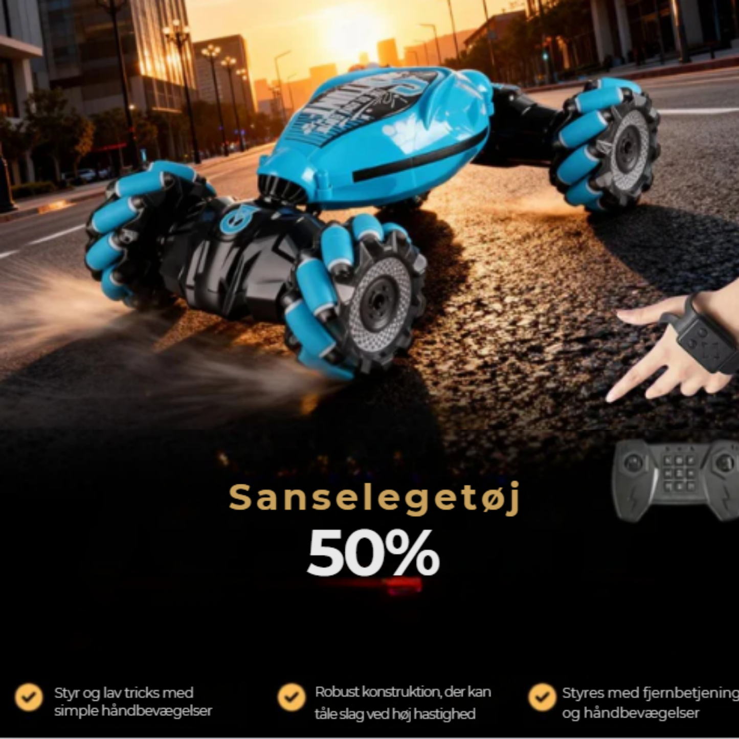 StormRacer™ DualControl | Magisk Stuntbil med Håndsensor & Fjernbetjening