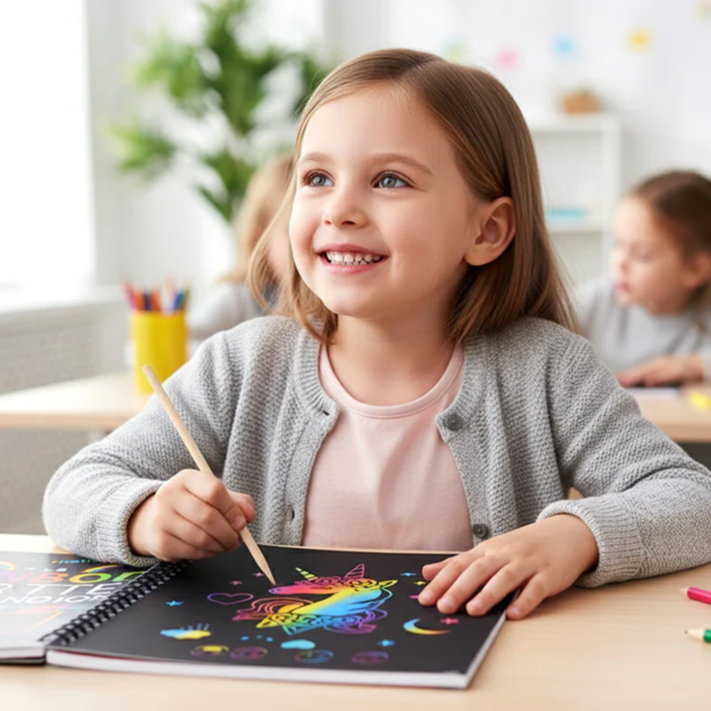 FarveKunst | Det magiske regnbueskrabepapir med træpen