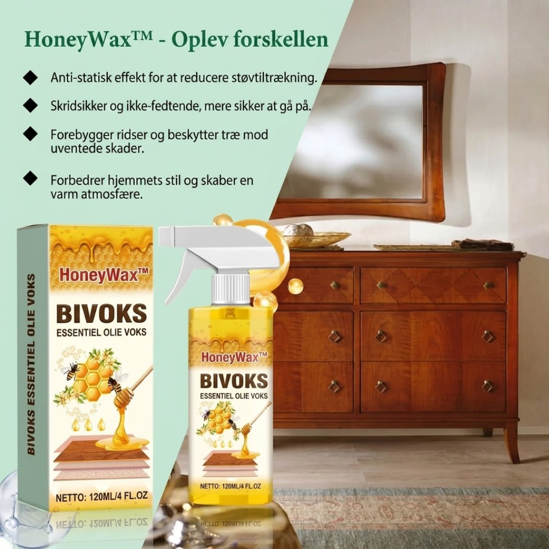 HoneyWax™  Alt-i-en Bivoks-spray til Træpleje