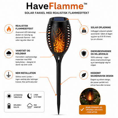 HaveFlamme™ Solcellefakkel med realistisk flamme-effekt