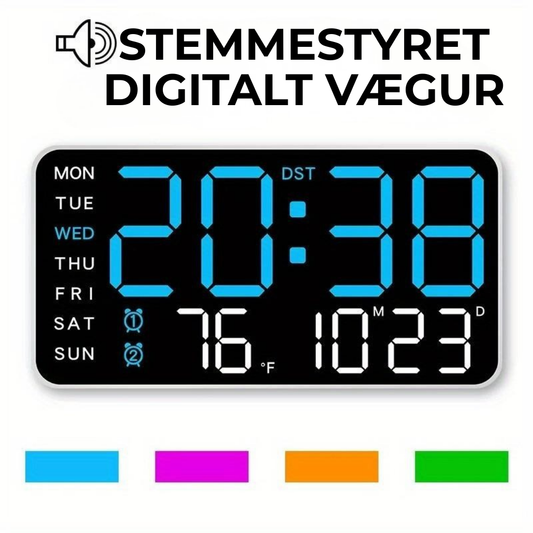 LED Vægur – med dato & termometer