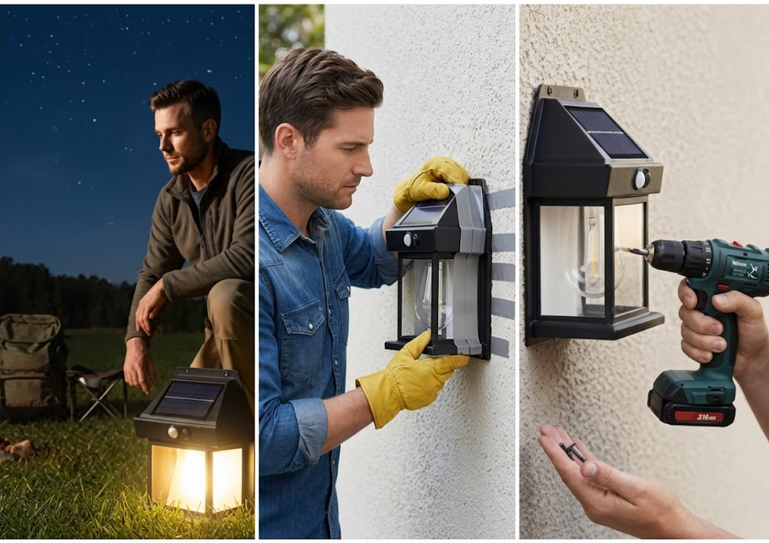 MurGlød™  Solardrevet væglampe med bevægelsessensor