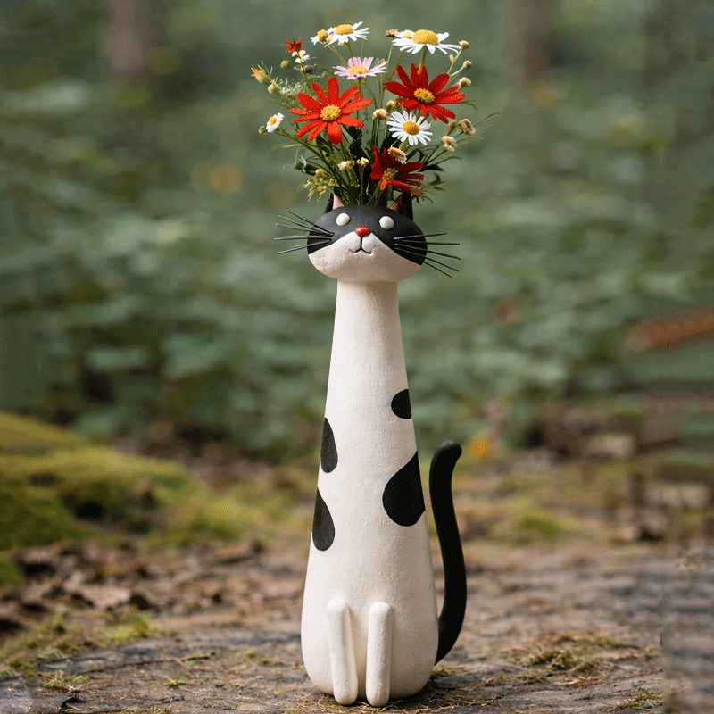 MjauVase™ Dekorativ katte-vase i keramik