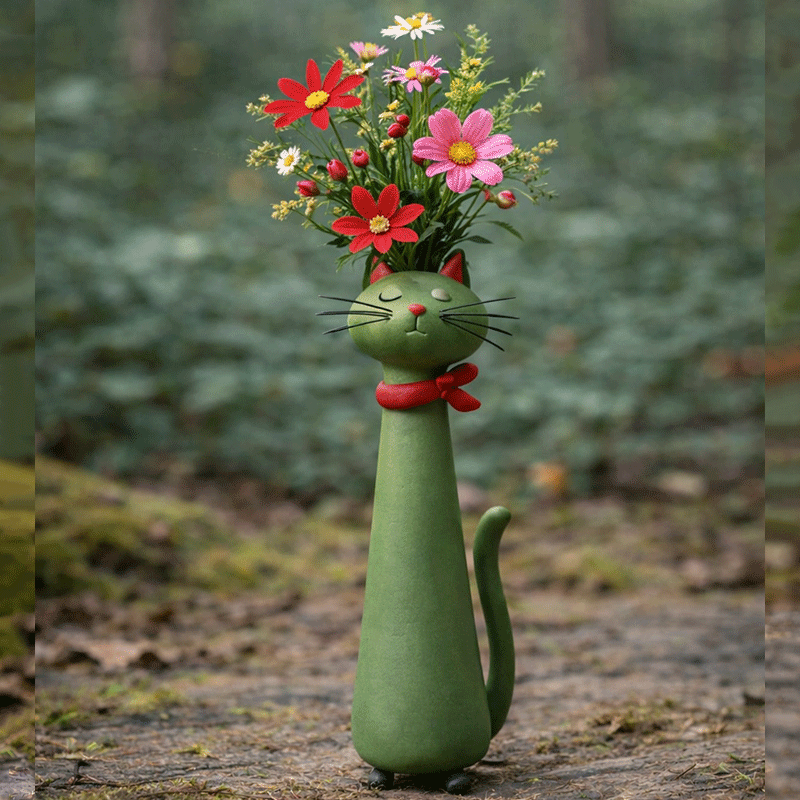 MjauVase™ Dekorativ katte-vase i keramik