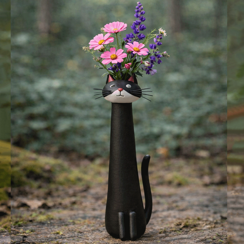 MjauVase™ Dekorativ katte-vase i keramik