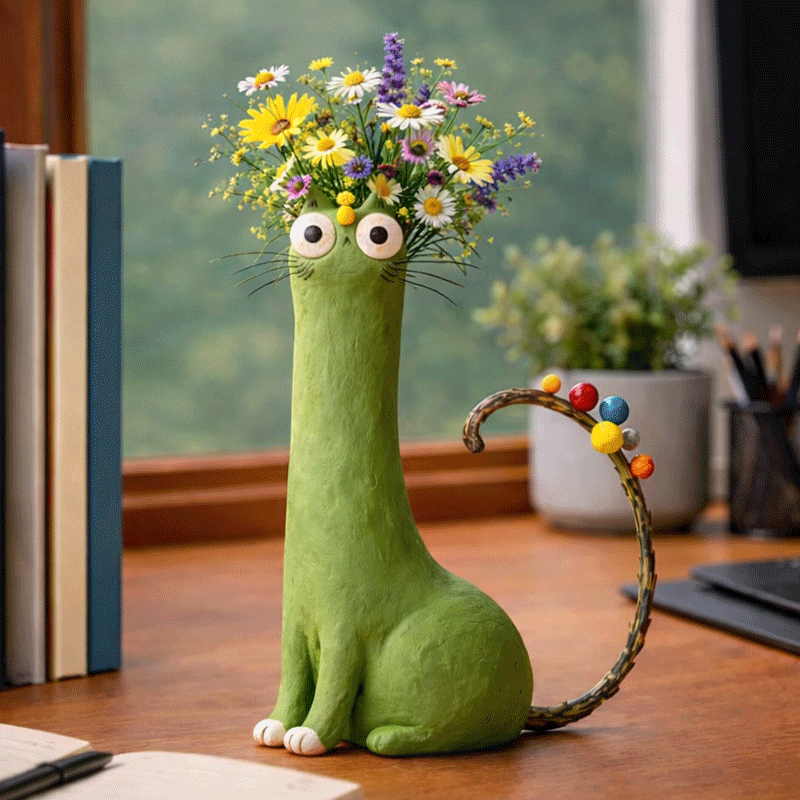 MjauVase™ Dekorativ katte-vase i keramik
