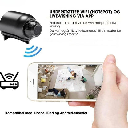 HjemVagt™ – Mini-sikkerhedskamera med nattesyn og advarsler 1+1 GRATIS