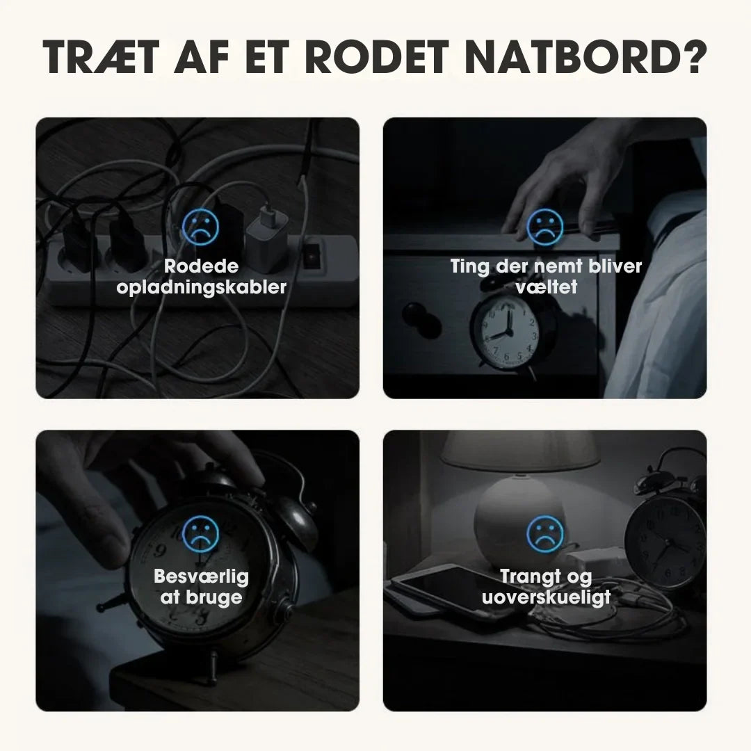 NatStation™ | 6-i-1 Multifunktionel Trådløs Ladestation – Alt-i-én Komfort til Dit Natbord ✨