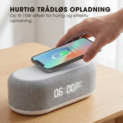 NatStation™ | 6-i-1 Multifunktionel Trådløs Ladestation – Alt-i-én Komfort til Dit Natbord ✨