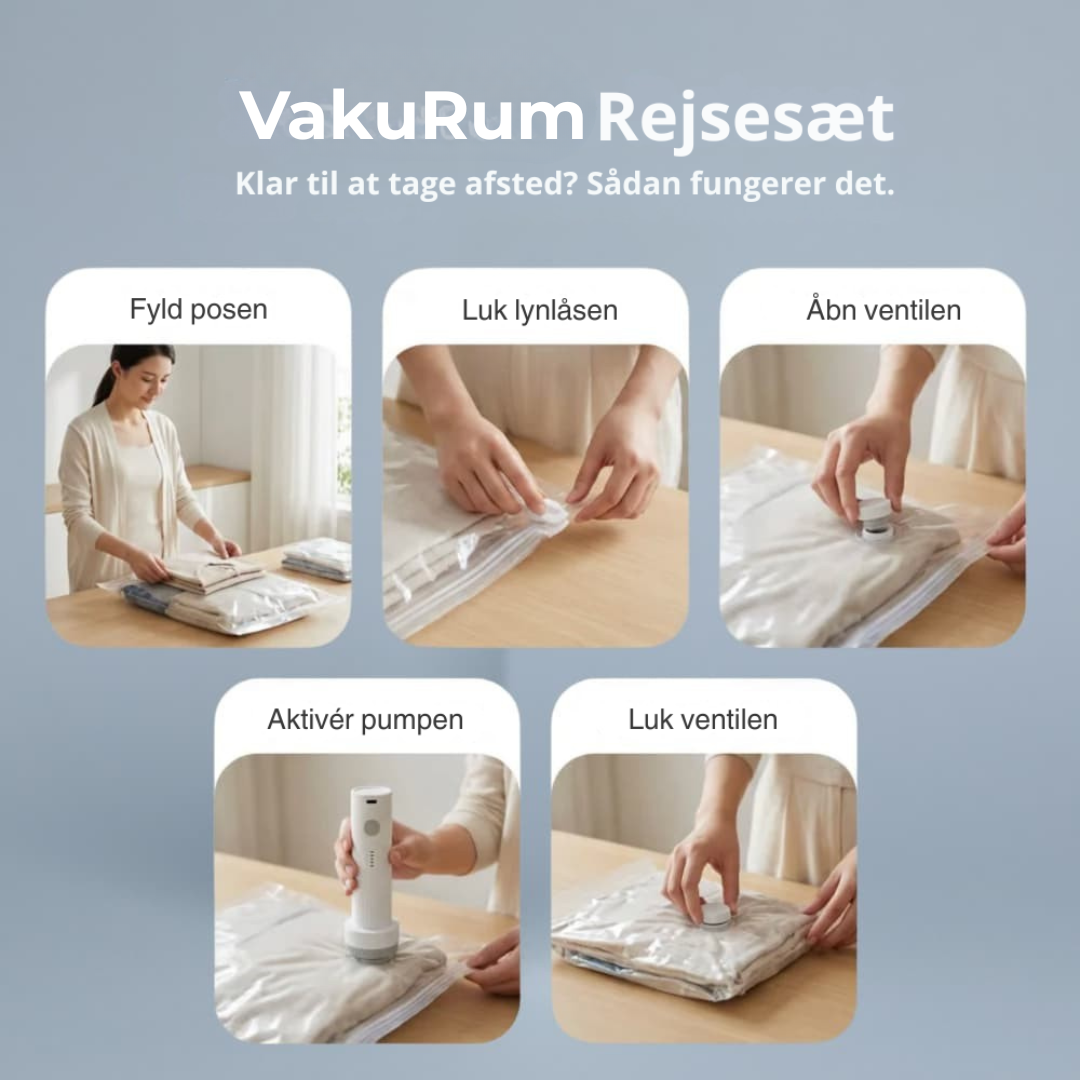 VakuRum™ – Sug luften ud og få dobbelt så meget plads i kufferten og skabet