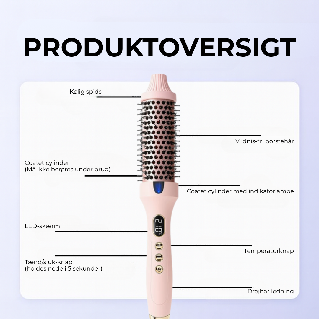 GlansRulle™ Ionisk hårbørste – salonglans hjemme på 10 minutter