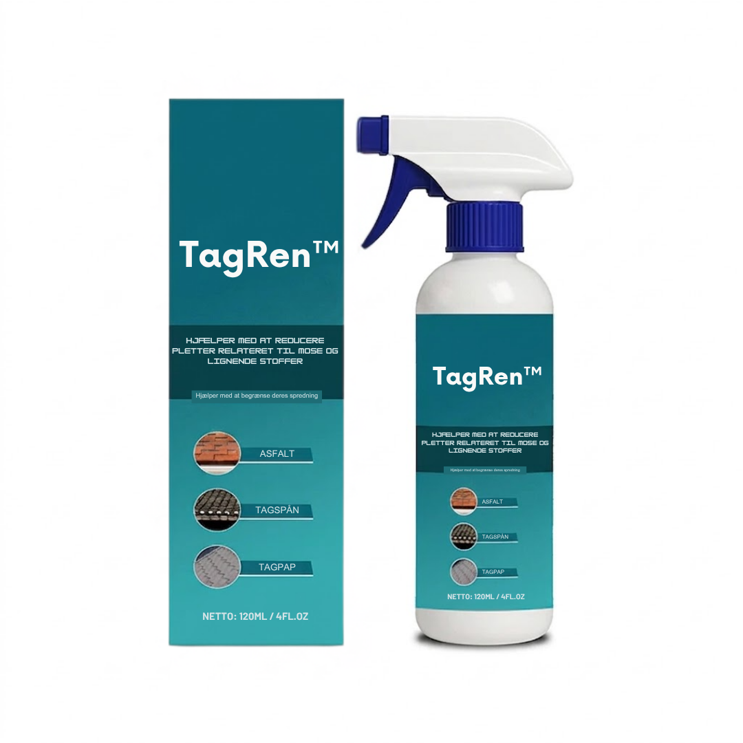 TagRen™ – Mose- og algefjerner spray – gør grønne fliser og tage helt nye igen