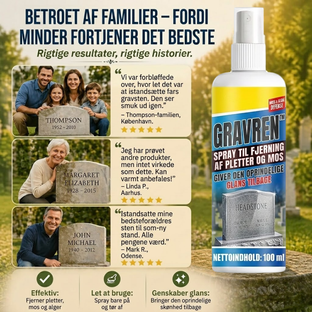 GravRen™ Rengørings- og restaureringsspray til gravsten