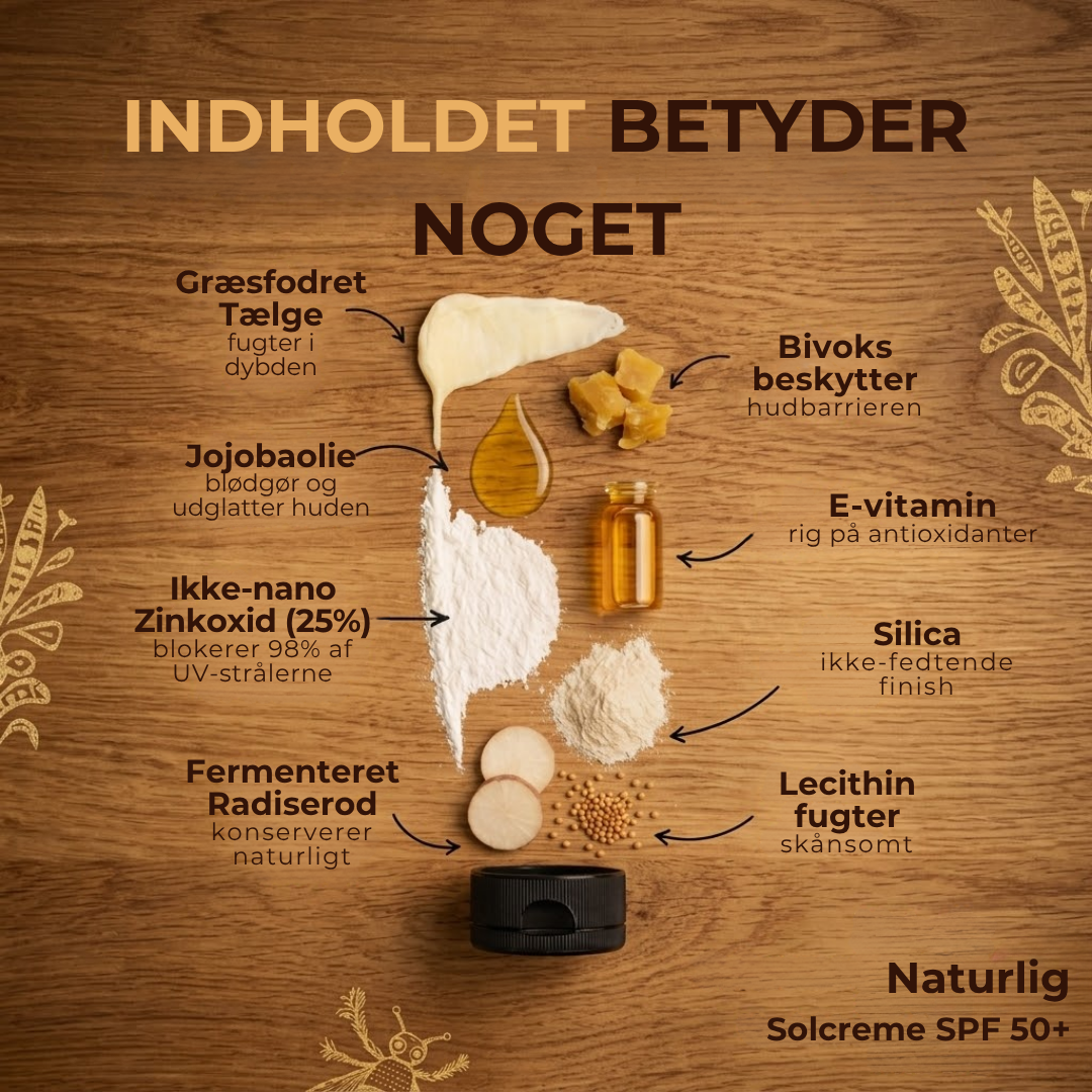 Naturlig Solcreme SPF 50+  Beskytter huden og er god for naturen