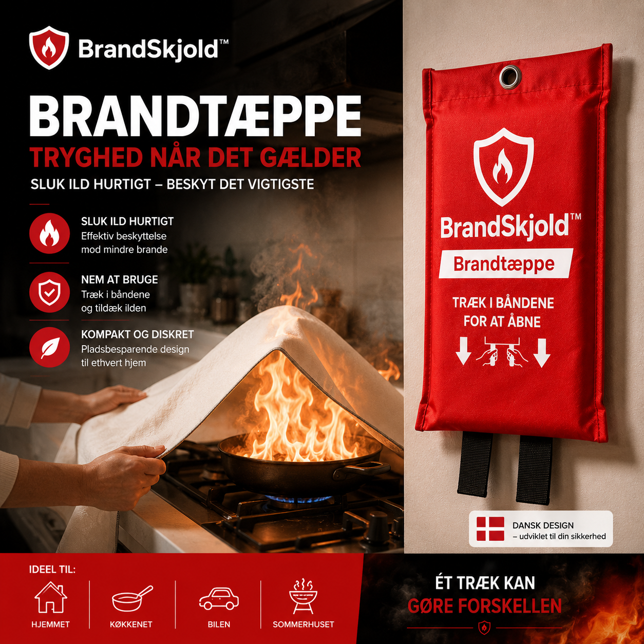 BrandSkjold™ Beskyt din familie mod brand - hurtigere end en ildslukker