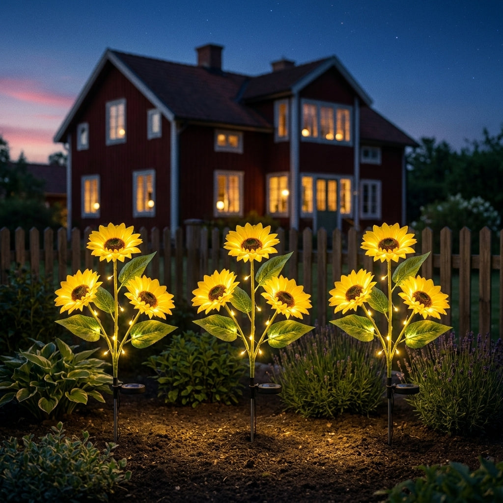 SolsikkeLampe™ Solenergidrevet havelampe der ligner en ægte solsikke