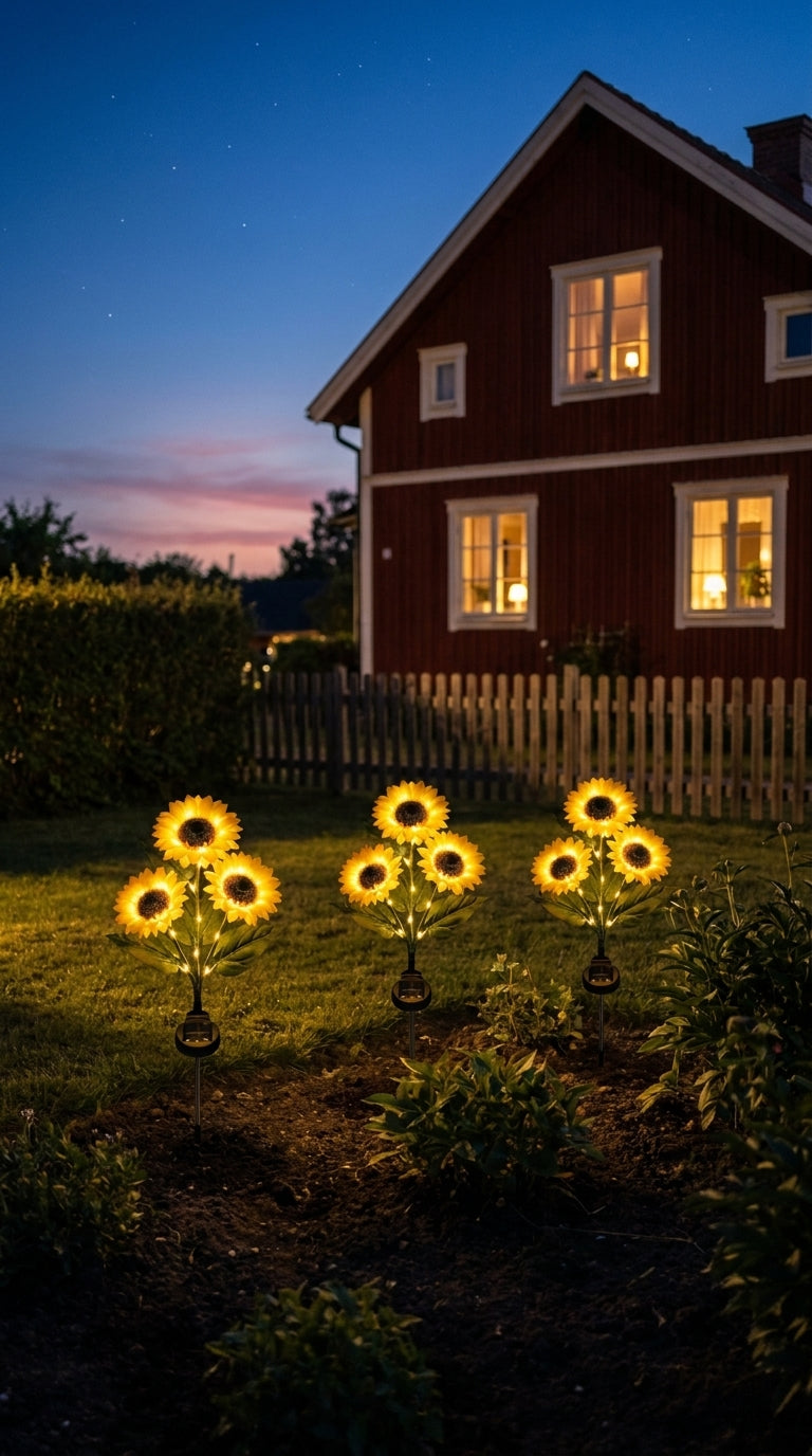 SolsikkeLampe™ Solenergidrevet havelampe der ligner en ægte solsikke