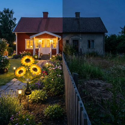 SolsikkeLampe™ Solenergidrevet havelampe der ligner en ægte solsikke