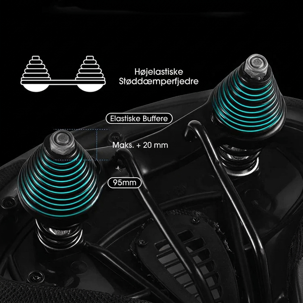 CykelKomfort™ Ekstra bred ergonomisk cykelsadel med dobbelt affjedring
